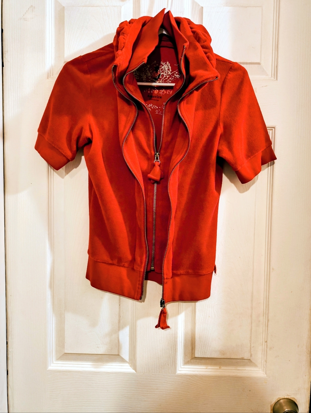 Vintage Twisted heart Red Double ZipShort-Sleeve Zip Hoodie S